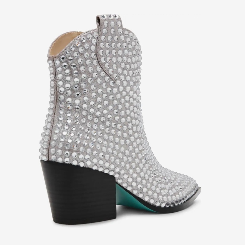 Betsey Johnson Neil Rhinestone Metallic Western Boots Size 8.5 - Picture 6 of 9